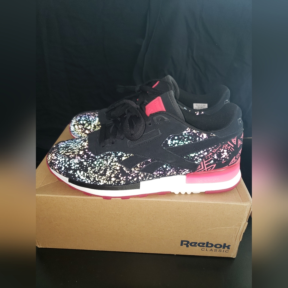 Reebok Black and Pink Galaxy Sneakers